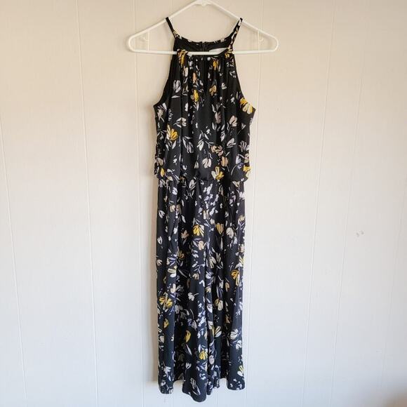 London Times Pants - London Times Floral Print Sleeveless‎ Crop Jumpsuit